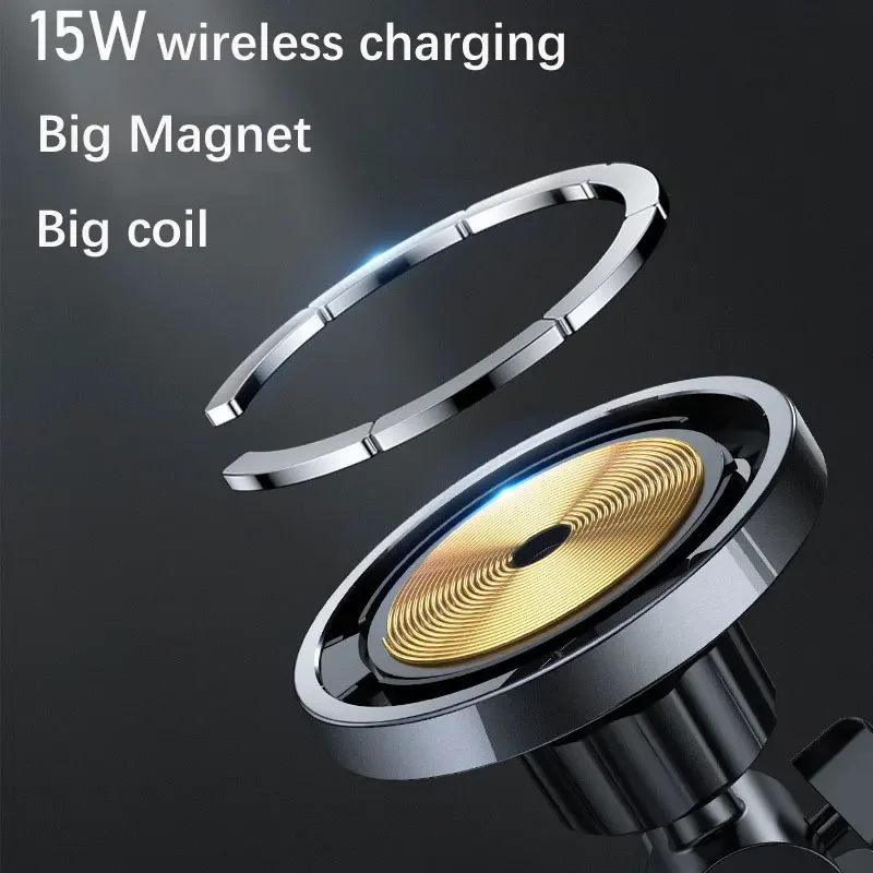 Car Phone Holder for Mitsubishi Outlander PHEV GM GN ZM 2022 2023 2024 Clip Magnetic Stand Wireless Fast Charging Accessories view 3