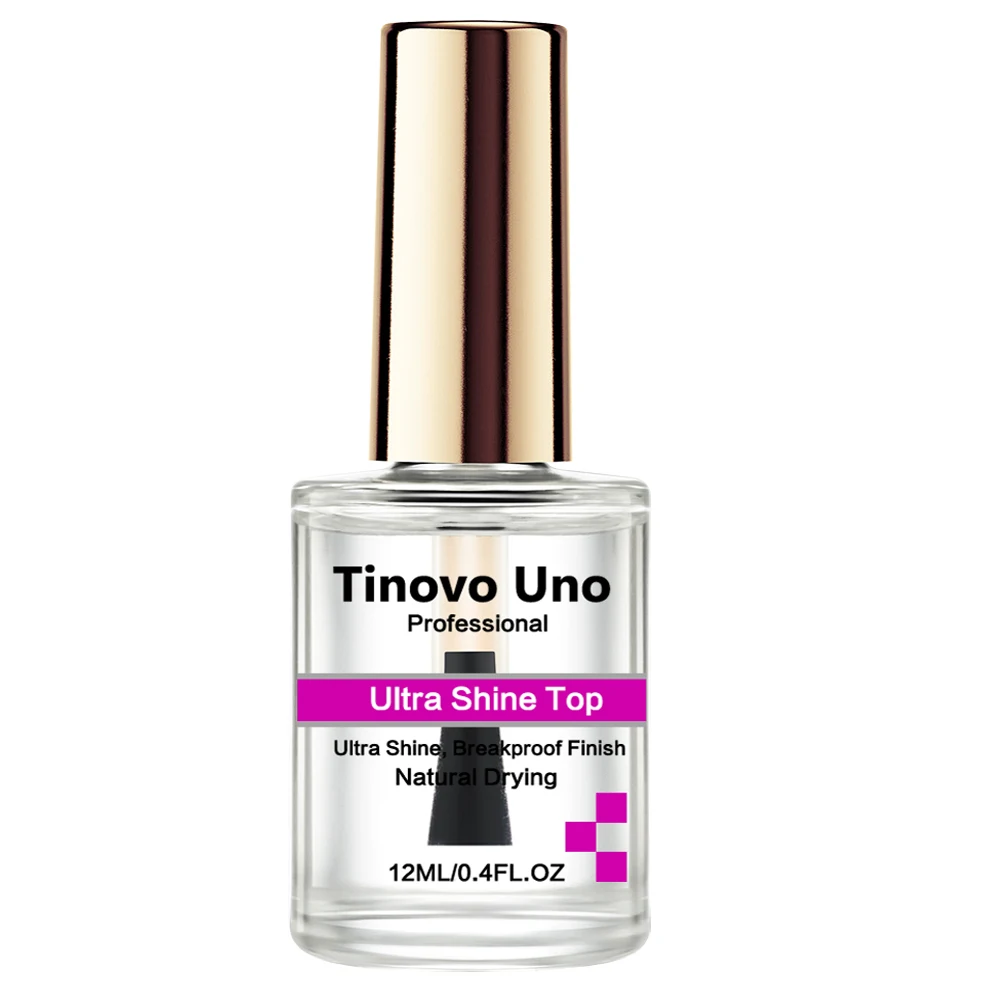 Tinovo Uno 12ML Diamomond Shine Top Coat Smalto per unghie ad asciugatura rapida Finitura Sigillante Manicure Nail Art Rinforzante Indurente Cura delle unghie