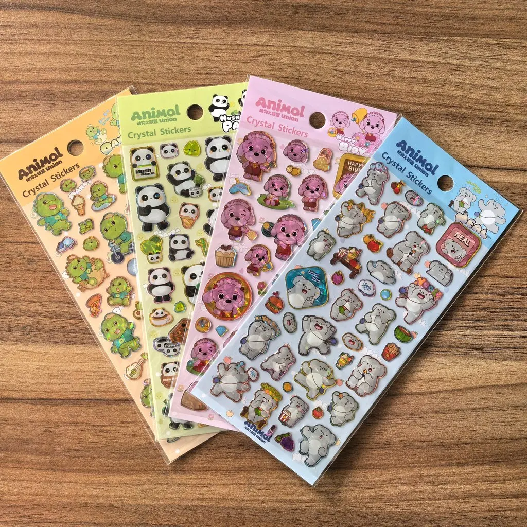 4 أوراق ملصقات كريستال الحيوان لامعة ملونة الحيوان الشارات DIY بها بنفسك الحرف المجلات هدية الديكور BulingBulingStickers Store #2