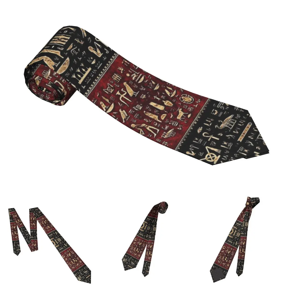 Egyptian Hieroglyphs Necktie Men Polyester 8 cm Classic Ancient Egypt Neck Ties for Mens Accessories Wedding Business