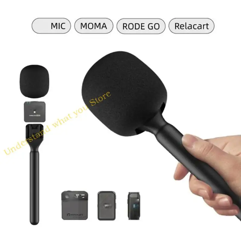 J60a agarre manejo micrófono ergonómico con esponja a prueba viento para micrófono MIC/Rode GO/Relacar