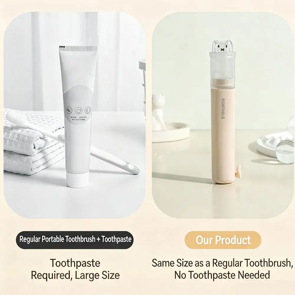Foldable Toothbrush Set Integrated Toothbrush Handle With Built-in Paste Dispenser Travel Toothbrush For Outdoor Camping Travel