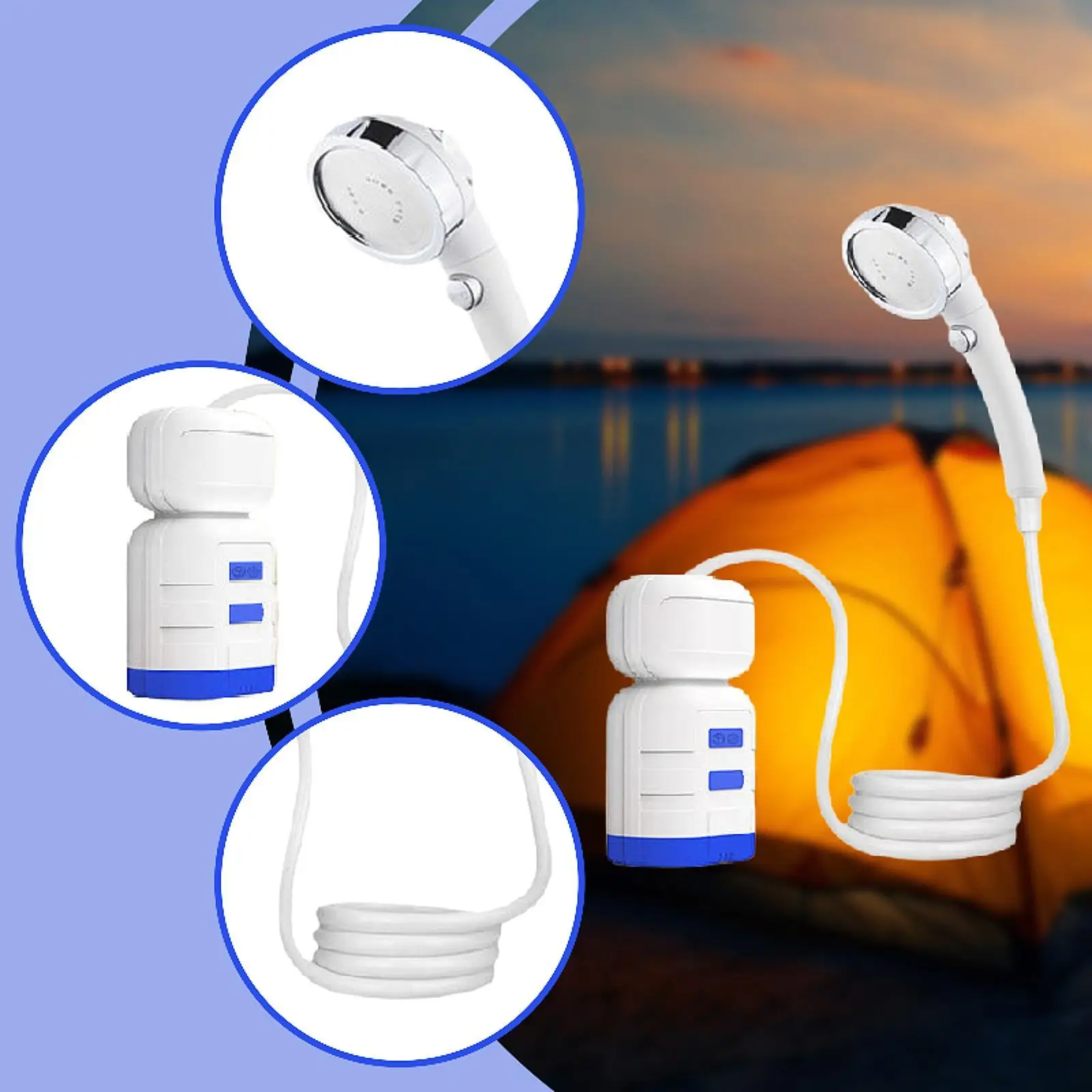 Portable Camping Shower Powerful Water Pumping Outdoor Camp Shower Pump for Traveling Bathing Dormitory Plant Watering RV