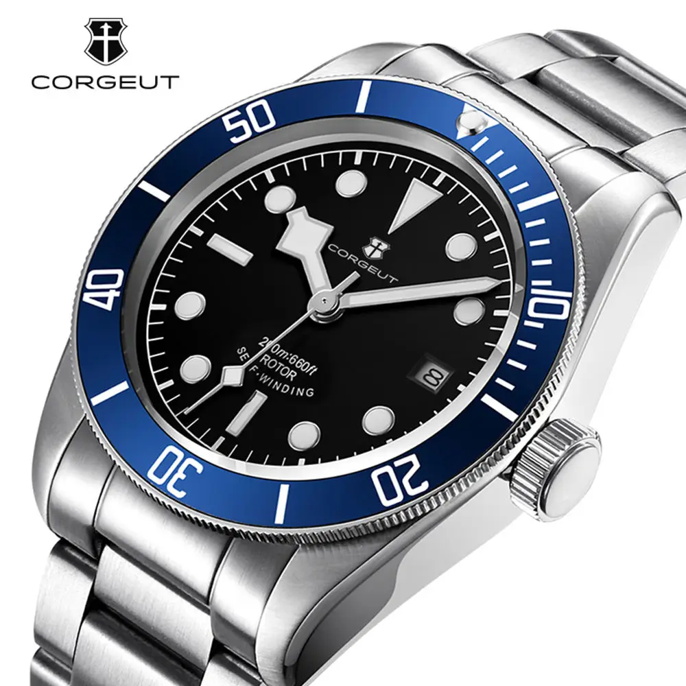 Corgeut Luxury Men's Watch 100M Water Resistant MIYOTA Automatic Mechanical Full Steel Sapphire Crystal Dress Wristwatch