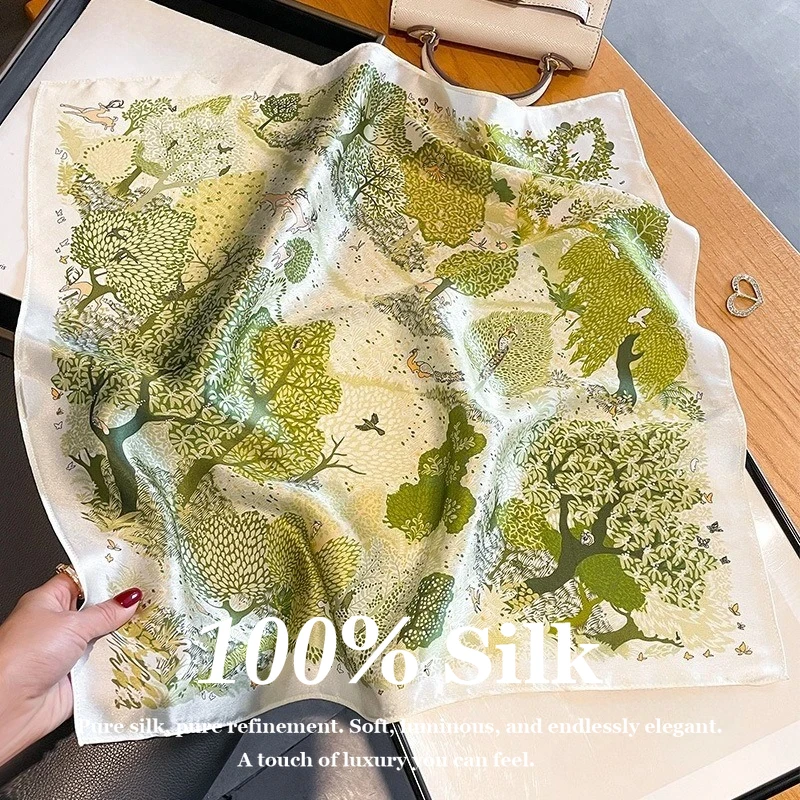 

100% Pure Silk Scarf 53cm Small Square Scarf Women Real Natural Silk Neck Scarf Hair Wrap Bandana Bag Accessory Foulard Hairband