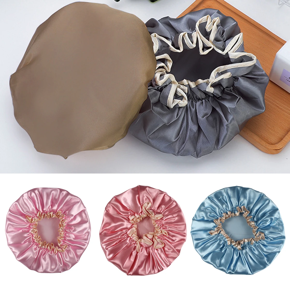 2023 New Adjustable Waterproof Bath Hat Bathroom Shower Hair Cover Women Supplies Shower Cap Adult Bathing Caps Accessories