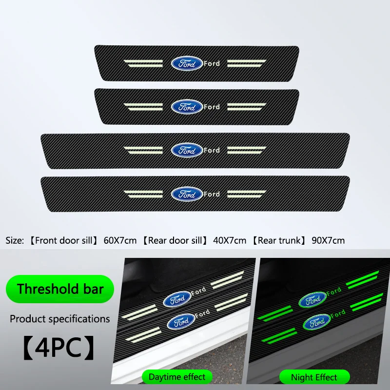 Pegatinas protectoras de umbral de puerta de fibra de carbono para Ford Focus 2 3 4 Mondeo Fiesta C-Max ecosport Kuga Ranger Fusion Ghia