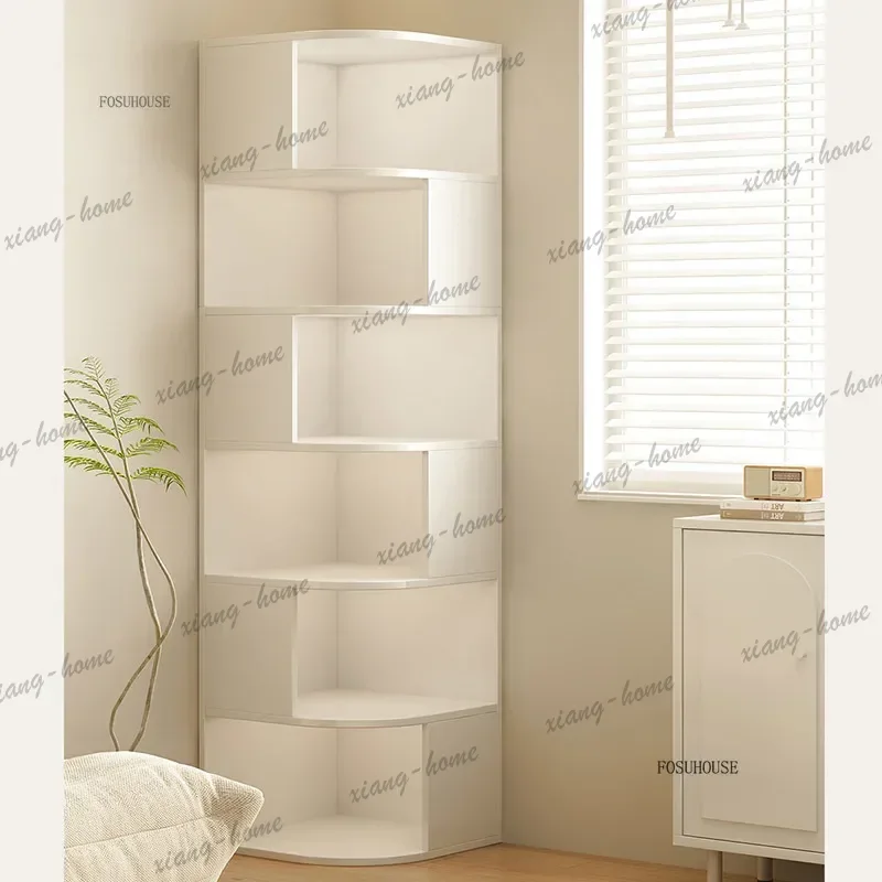 LSWooden Corner Bookshelf Multi Tiered Modern Minimalist Creative Storage Locker for Coffee Shop Library Retail Display Rack