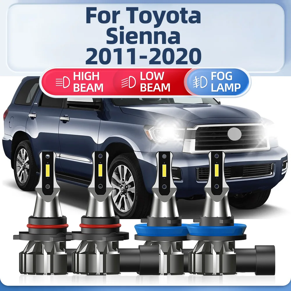 

40000LM H11 Светодиодный лампы для фар 9005 HB3 Canbus автомобильные фары 240 Вт турболампы 12 В для Toyota Sienna 2011-2016 2017 2018 2019