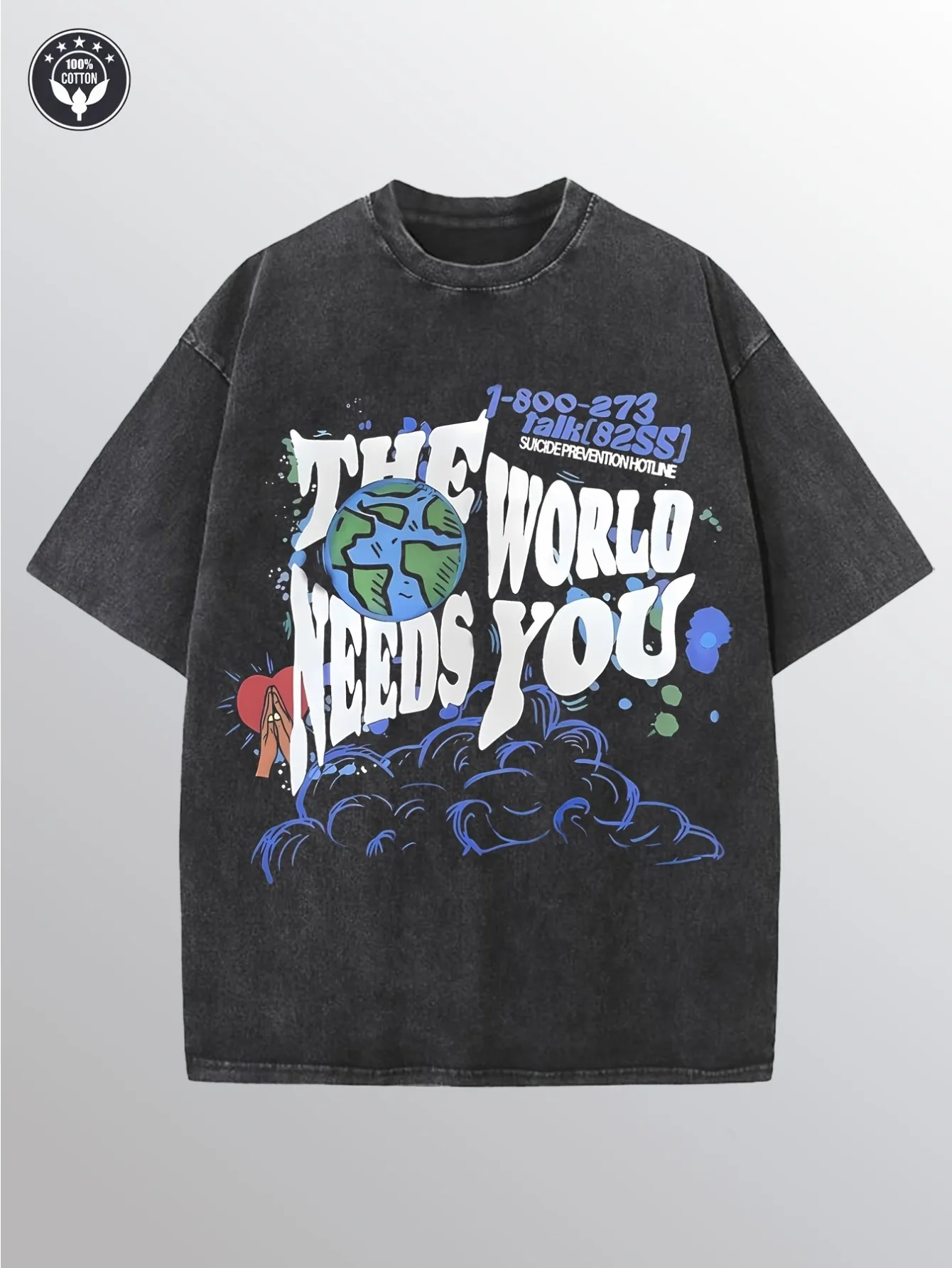 Voguevessel Men'S T-Shirt: The World Needs You! Men'S T-Shirt, 100%, Casual And Sporty Style Top, Trendy And Fashionable Street Style, Suitable for Travel And Sports Wear
