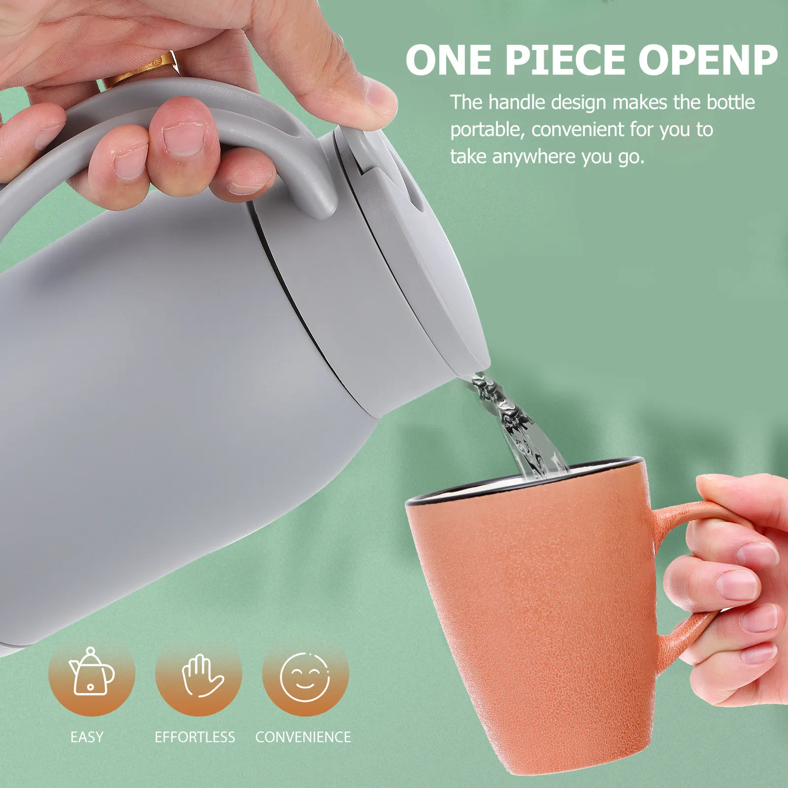 

1Pcs Portable Insulated Kettle High-Quality Heat Water Bottle with Comfort Handle Extended Warmth for Daily Use