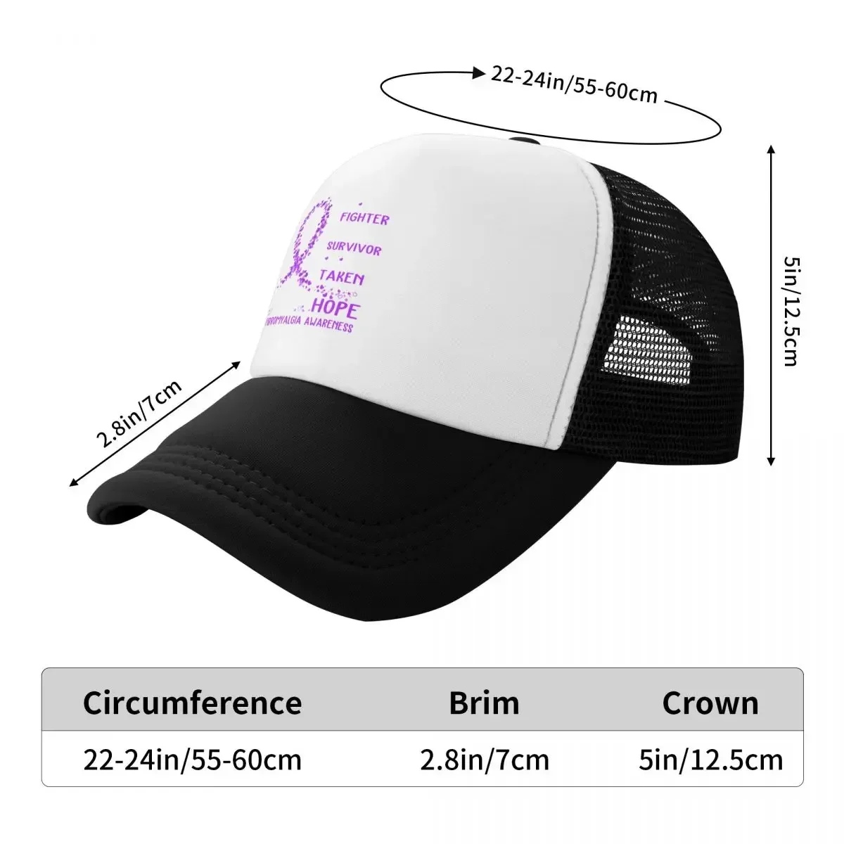 Supporting Fighter Fibromyalgia Awareness Baseball Cap Beach Bag hiking hat Women's Beach Visor Men's image 6