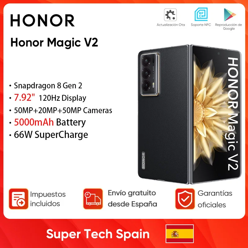 Global Version Honor Magic V2 5G Foldable Smartphone Snapdragon 8 Gen2 LTPO OLED Display 120Hz 50MP Triple Camera Android Mobile