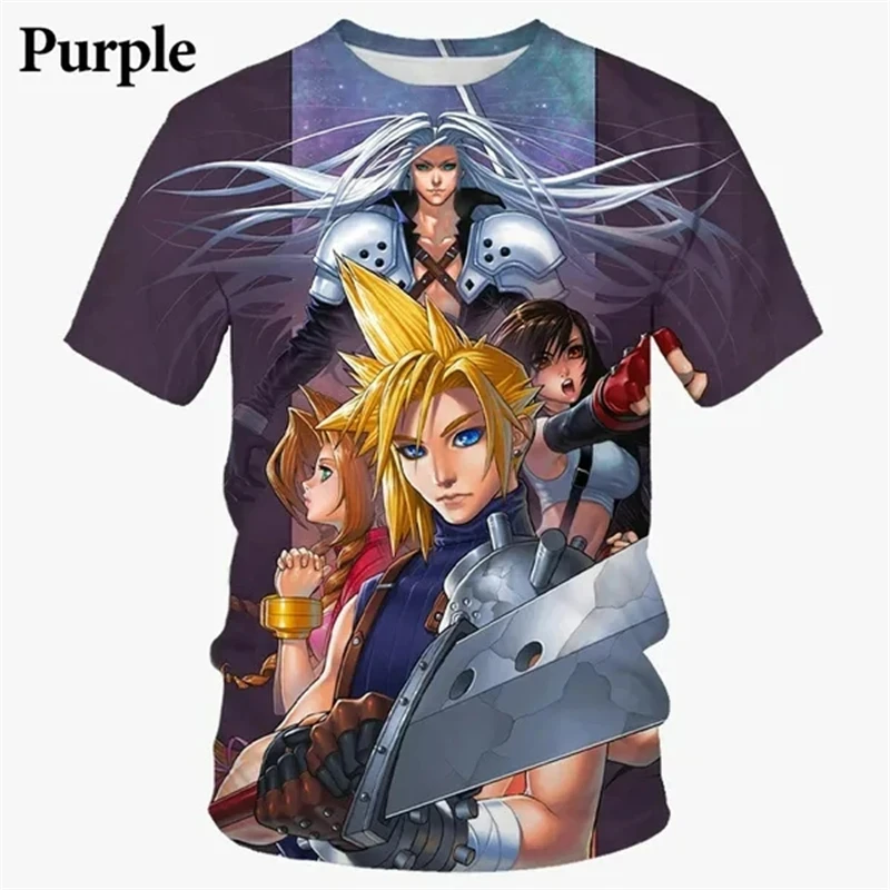 Camisetas estampadas en 3D de Final Fantasy, Top Harajuku Popular con cuello redondo, gráficos sexys, Tifa, juego de Anime, Unisex, y2k