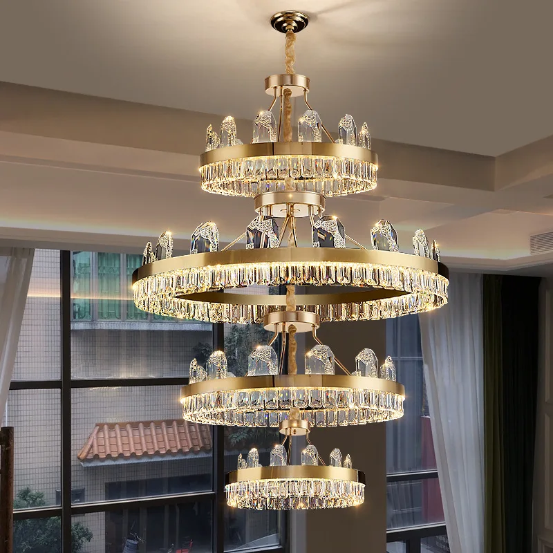 Living room light luxury crystal chandelier post-modern simple dining room bedroom American Italian whole house lighting