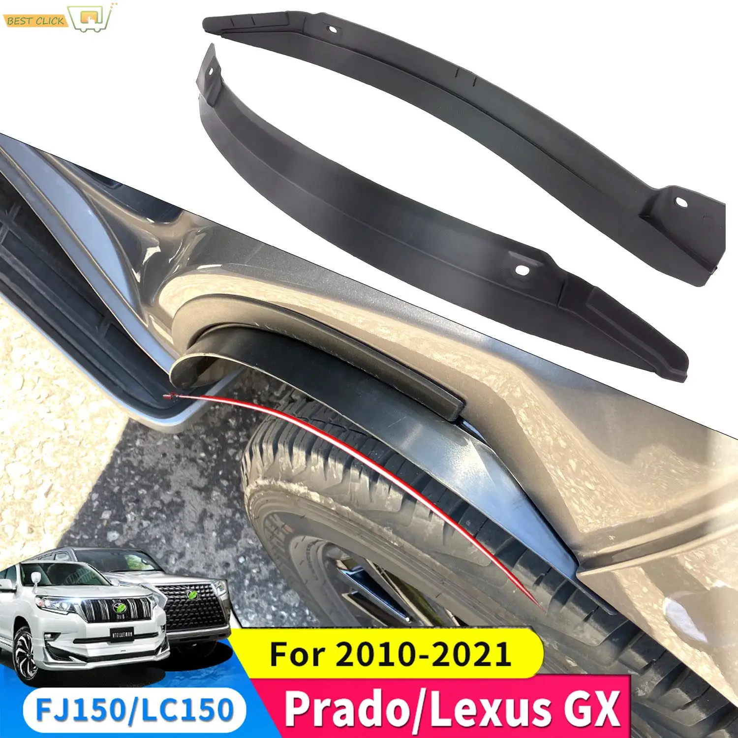 2x Car Rear Wheel Fender Flare Anti Splash Mud Door Guards Flaps For Toyota Land Cruiser Prado 150 Lexus GX 2010 - 2021 Mudguard