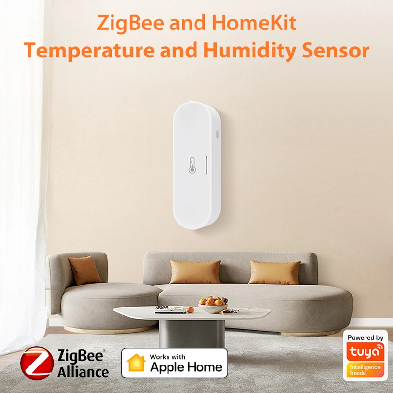 Sensor inteligente de temperatura y humedad Tuya Zigbee, termómetro interior HomeKit para trabajo doméstico con asistente de Google Home Alexa