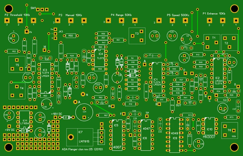 DIY ADA Flanger Clone ADA Franger Re-engraving Single-piece Effector Circuit Board PCB Empty Board