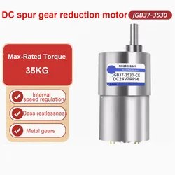 35KG JGB37-3530 12/24v DC Gear Motor 37mm All Metal Gear Box 7RPM-1600 rpm Gearmotor High Torque Eccentric Shaft Geared Motor