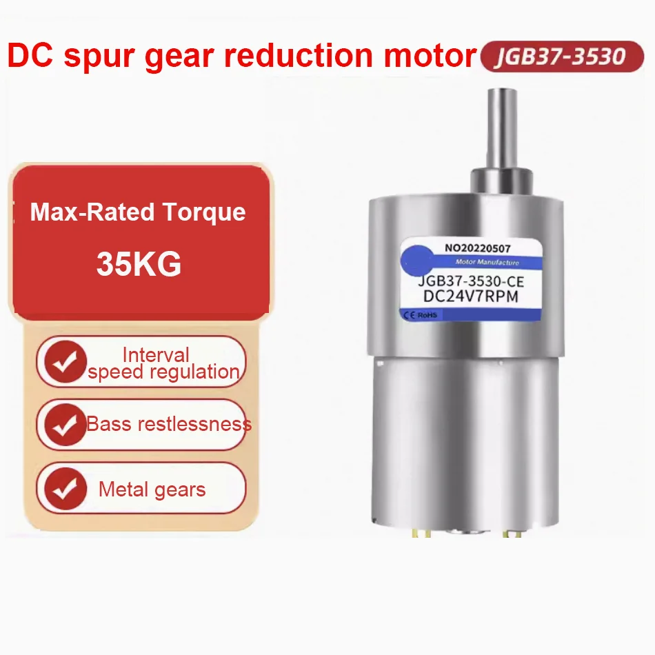 35KG JGB37-3530 12/24v DC motoreduktor 37mm całkowicie metalowa skrzynia biegów 7 obr/min-1600 obr/min Gearmotor motoreduktor o wysokim momencie obrotowym z wałem mimośrodowym