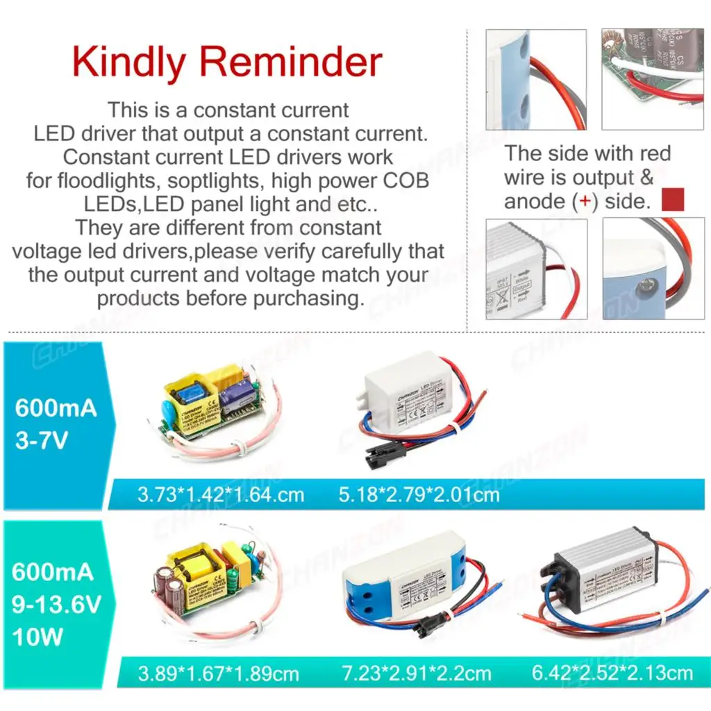 Corrente costante 6W 10W 20W 36W 50W 600Ma Driver impermeabile per luce esterna a LED Adattatore trasformatore a bassa tensione ad alta potenza