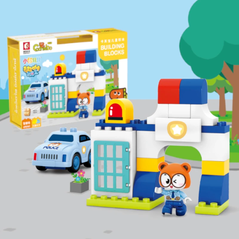 

SEMBO Small Urban Street Scenes Children's Puzzle Building Toy Car Large Particle Building Blocks Children Birthday Gift Toys