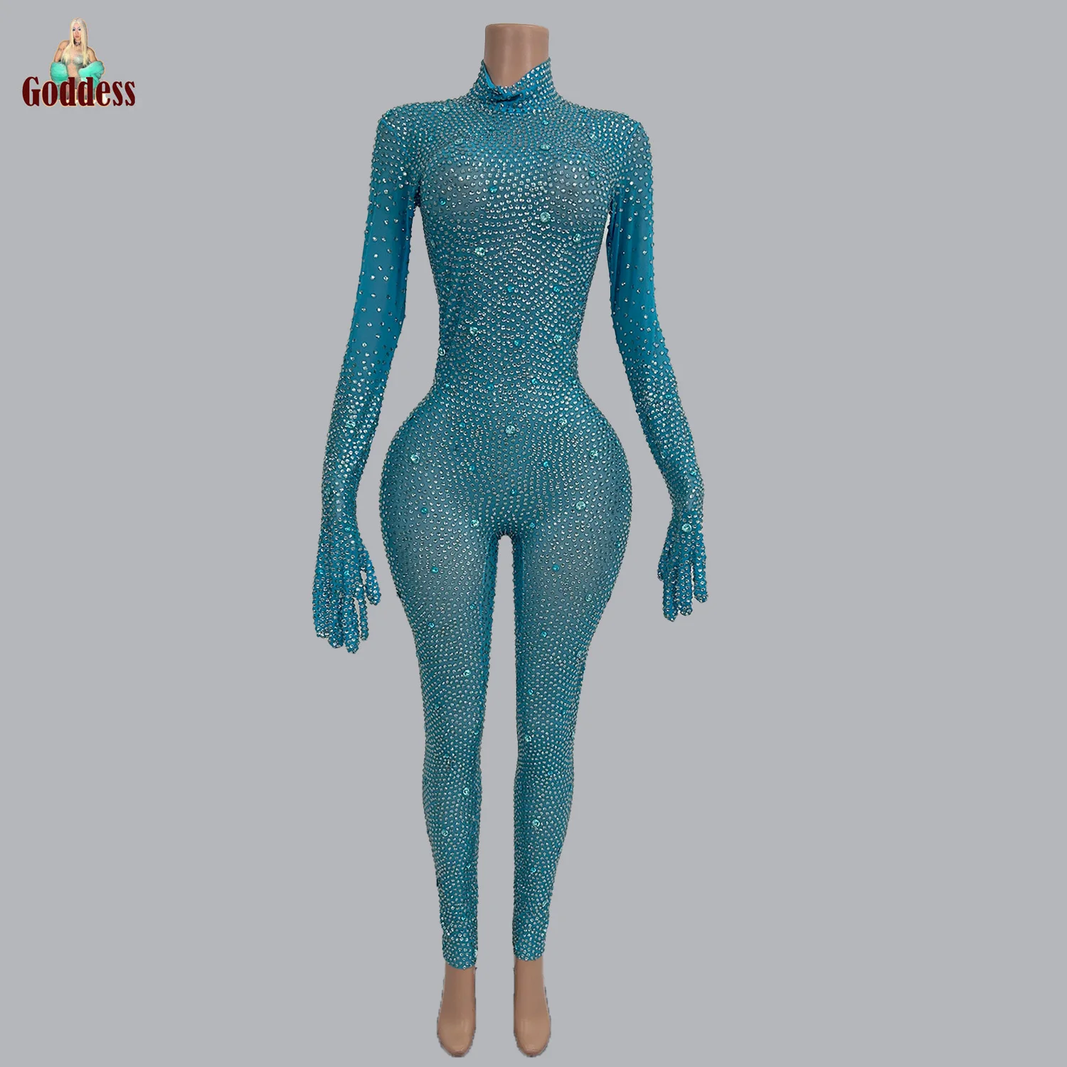 

Fashion Sparkly Rhinestone Crystals Jumpsuit for Women Chic Bodysuit Event Show Jumpsuit Costume Birthday Party Sexy Jumpsuit