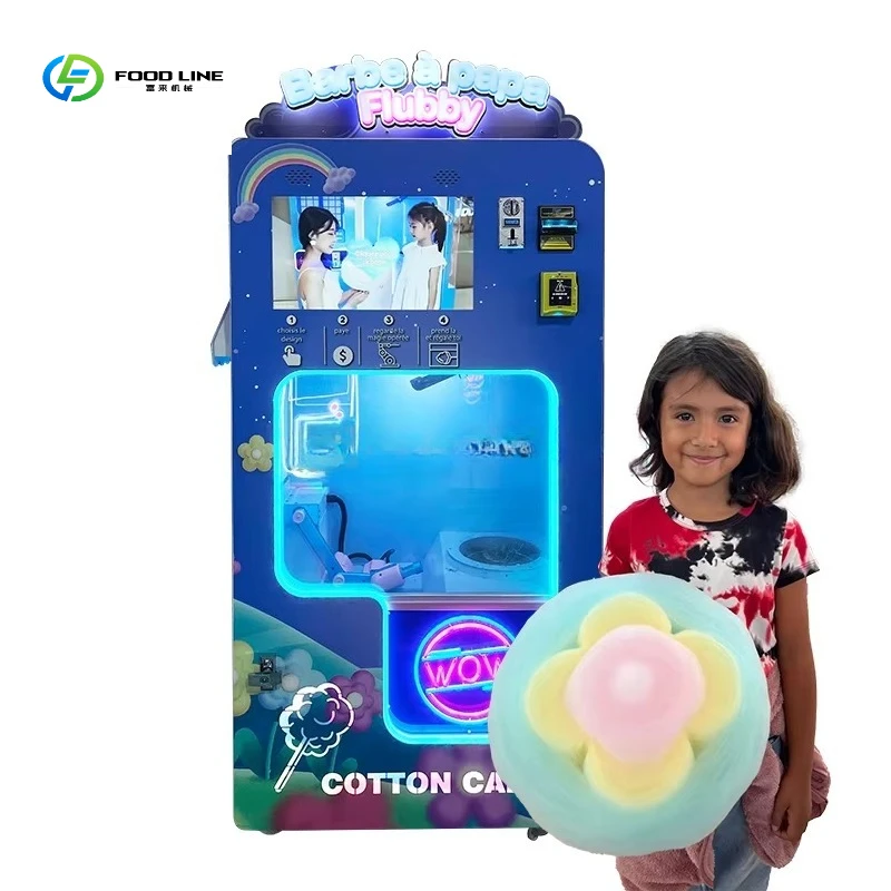 Customize Hot Sale Fully Automatic Cotton Candy Machine Professional Self-Service Vending Candy Floss Machine