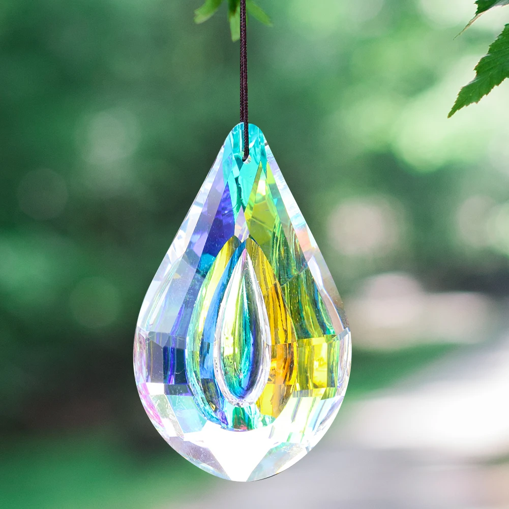 75MM AB Color Fire Polished Water Drops Goddess Tears Sculpted Crystal Pendants Home Chandelier Accessories Rainbow Maker