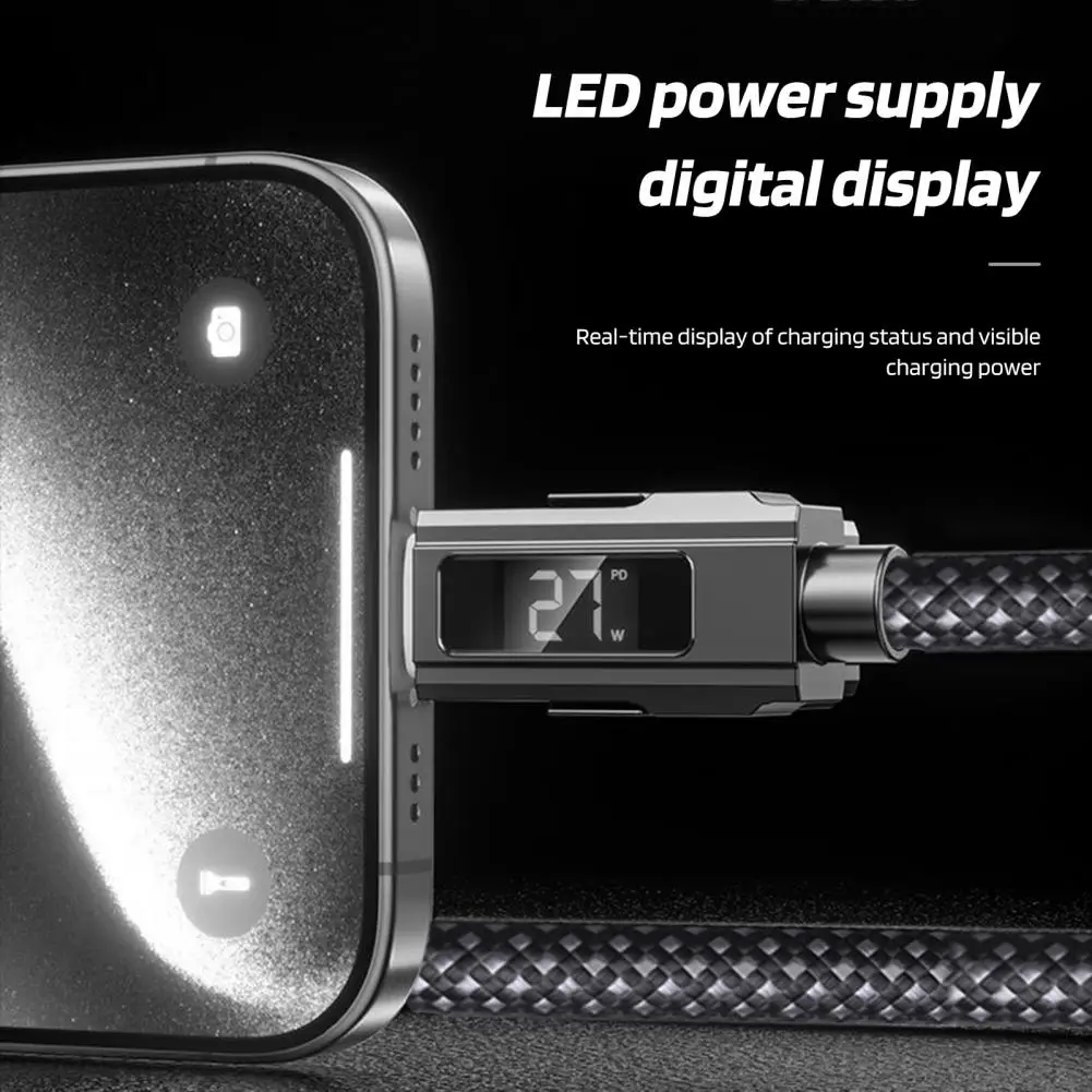 كابل USB C إلى 8pin كابل شحن شاشة البطارية 4 في 1 مع شحن سريع Pd66w لبيانات مضفرة أندرويد 100 سم للهاتف المحمول