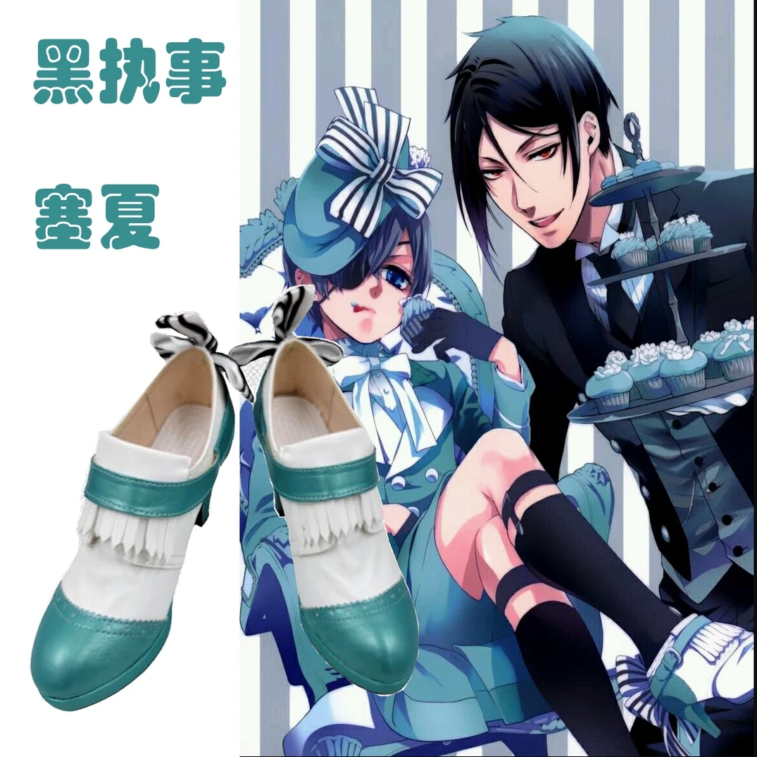 

Аниме Kuroshitsuji Черный дворецкий Ciel Phantomhive обувь для косплея на высоком каблуке карнавальные ботинки для косплея на Хэллоуин