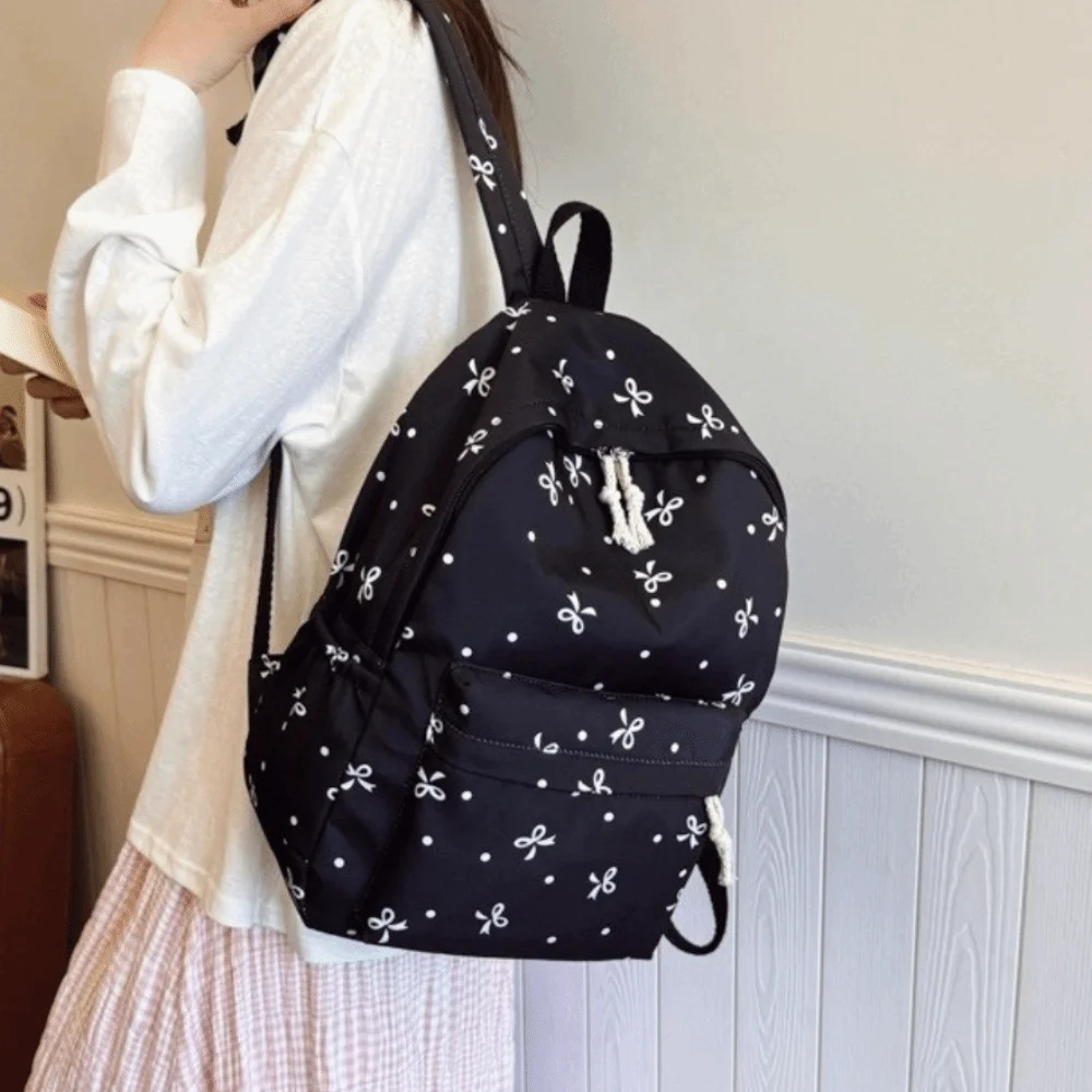 Daypack Three-piece School Bag Set Large Capacity Handbag Nylon Bow Backpack with Pen Bag Durable Students School Bag Sports