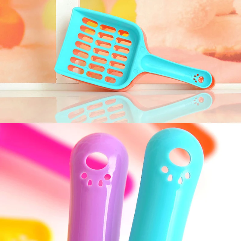 1Pcs Random Color Durable Pet Scoop Poop Shovel Waste Tray Plastic Thicken Cat Litter Shovel Pet Cleaning Spoons Accessories