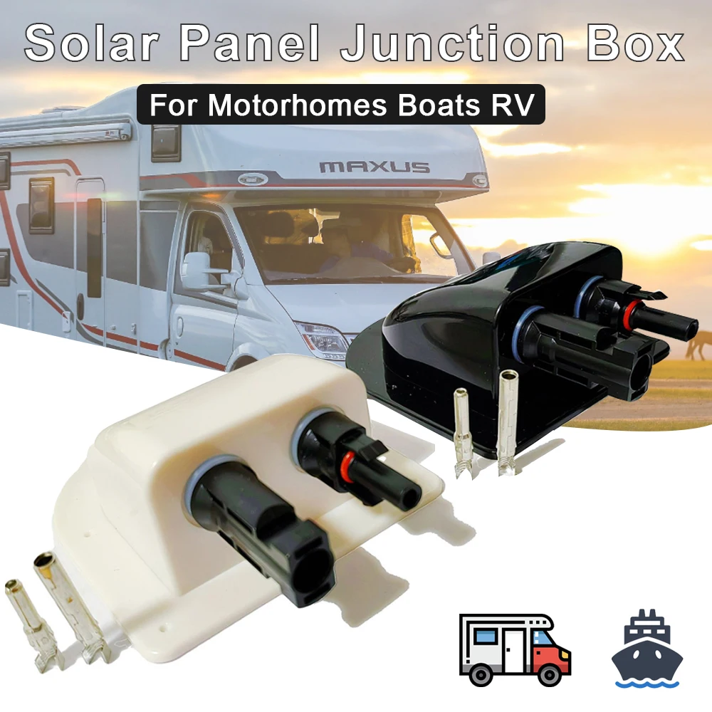 Solar Panel Double Hole Wire Cable Entry Waterproof Gland Sealing Box Curved Cable Connector For RV Caravan Motorhome Boat