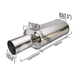 High Flow exhaust muffler 2.5 inch to 4 inch sport car Muffler Exhaust Pipe Stainless Steel