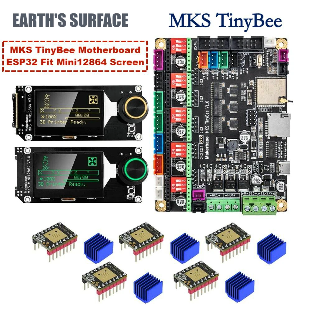 MKS TinyBee 마더보드 제어 보드, 3D 프린터 부품, ESP32, Mini12864 에 적합, 3D 터치 와이파이 제어 호환, A4988 TMC2209 드라이버