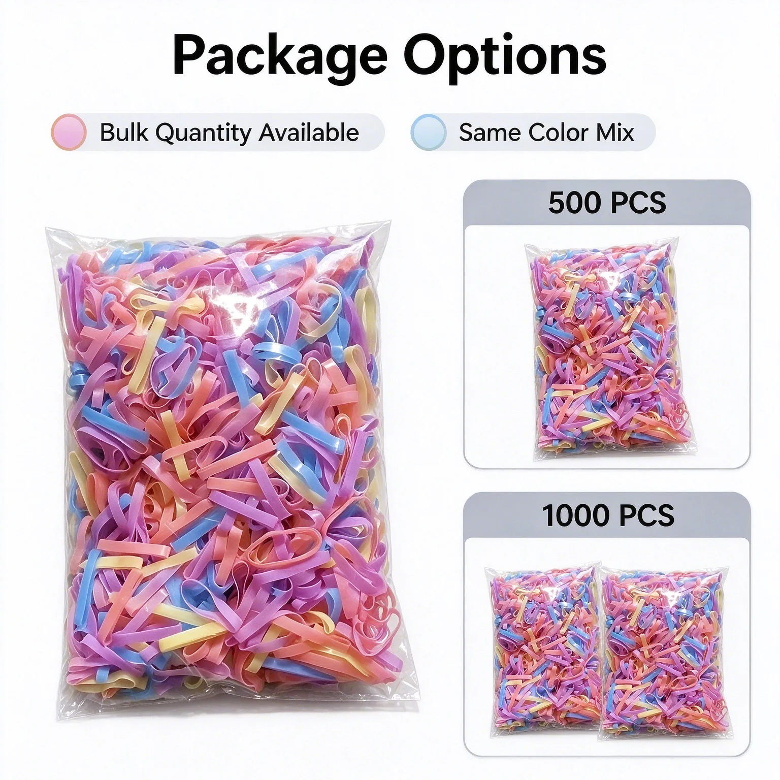 Disposable Rubber Hair Bands Macaron Color Elastic Hair Ties Ponytail Holder Girls Hair Accessories Bulk 500/1000Pcs