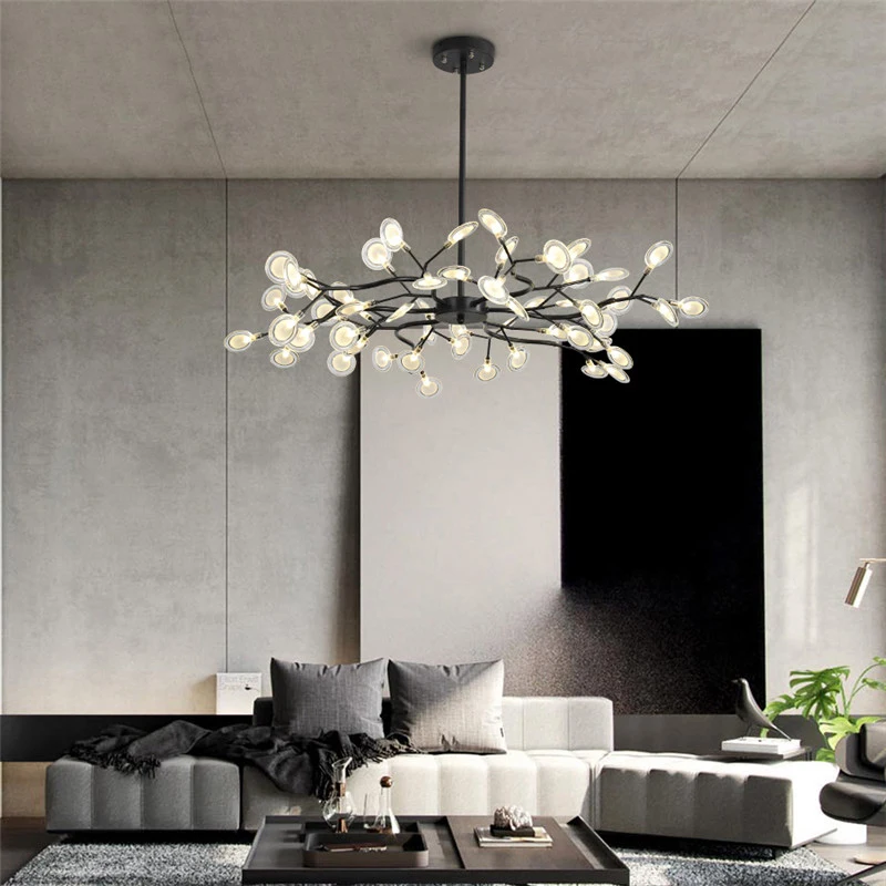 Imagem -02 - Nordic Glass Firefly Led Chandelier Pingente Moderno Galho de Árvore Iluminação Interior Lâmpada Suspensa Decorativa para Casa 2023