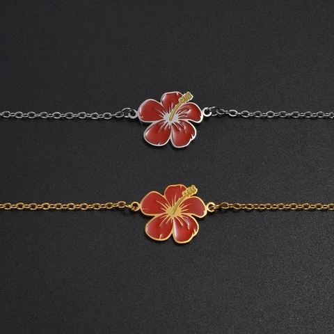 18 см + 5 см гавайские браслеты с цветами гибискуса для женщин и девочек, стильные украшения на основе из нержавеющей стали, Мадагаскар, Гуам, ювелирные изделия #002062 топ 12 гавайский браслет - №10