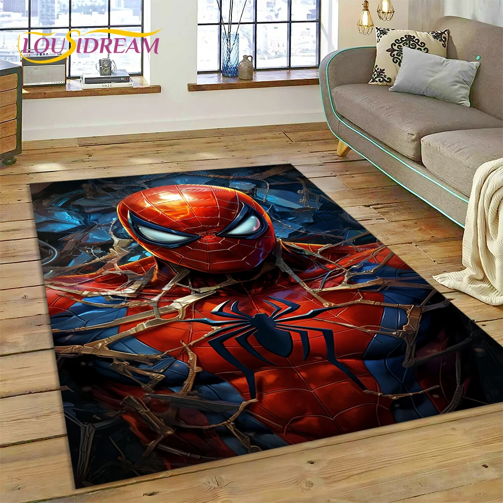 Smile Hero-Tapis de dessin animé Marvel Avengers, Spider Man, Lea pour chambre à coucher, salon, décoration de canapé à la maison, grand décor pour