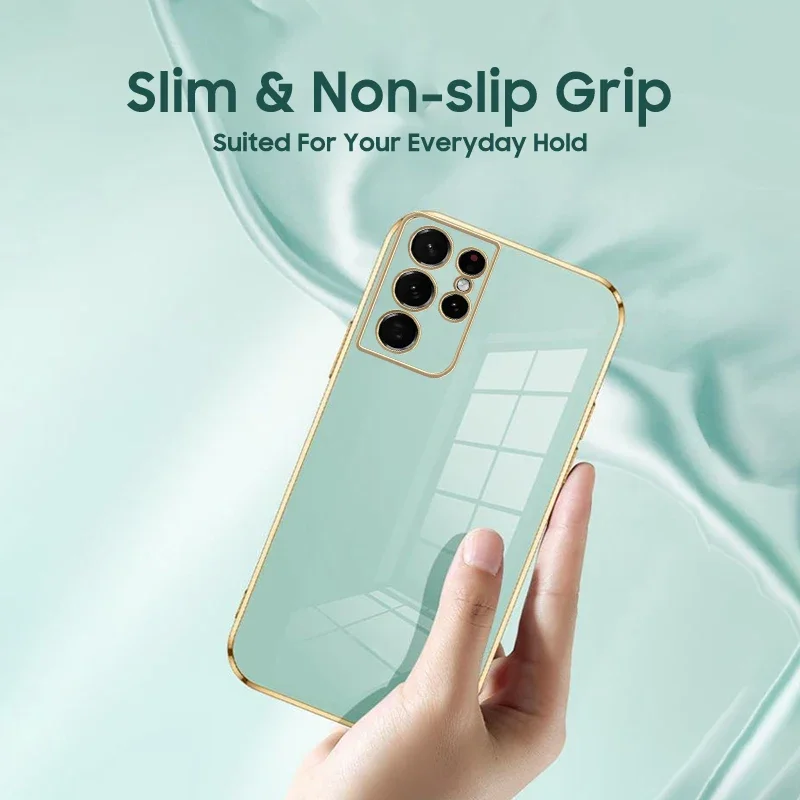 Luxury Plating Square Phone Case For Samsung Galaxy S23 S22 S21 S20 FE Plus Ultra A14 A24 A34 A54 A04S Silicone Protector Cover image 5