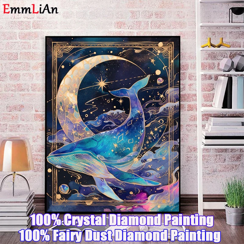 Whale Fairy Dust Drill Diamond Painting Cat Cross Stitch Kit Diamond Embroidery DIY Crystal Mosaic Art Rhinestone Pictures Moon