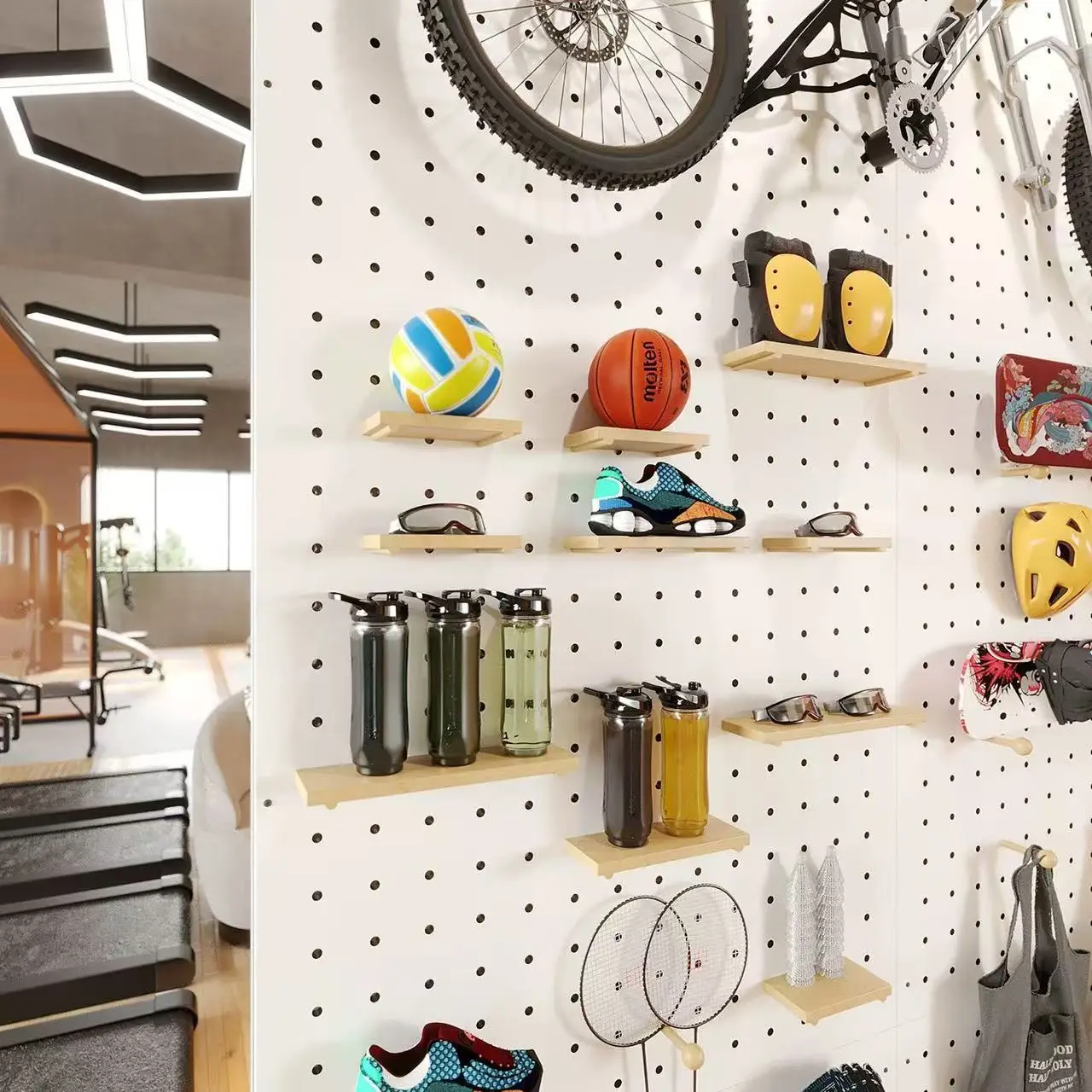 Aluminum profile hole plate, road bicycle riding equipment display wall, no punching screen partition wall
