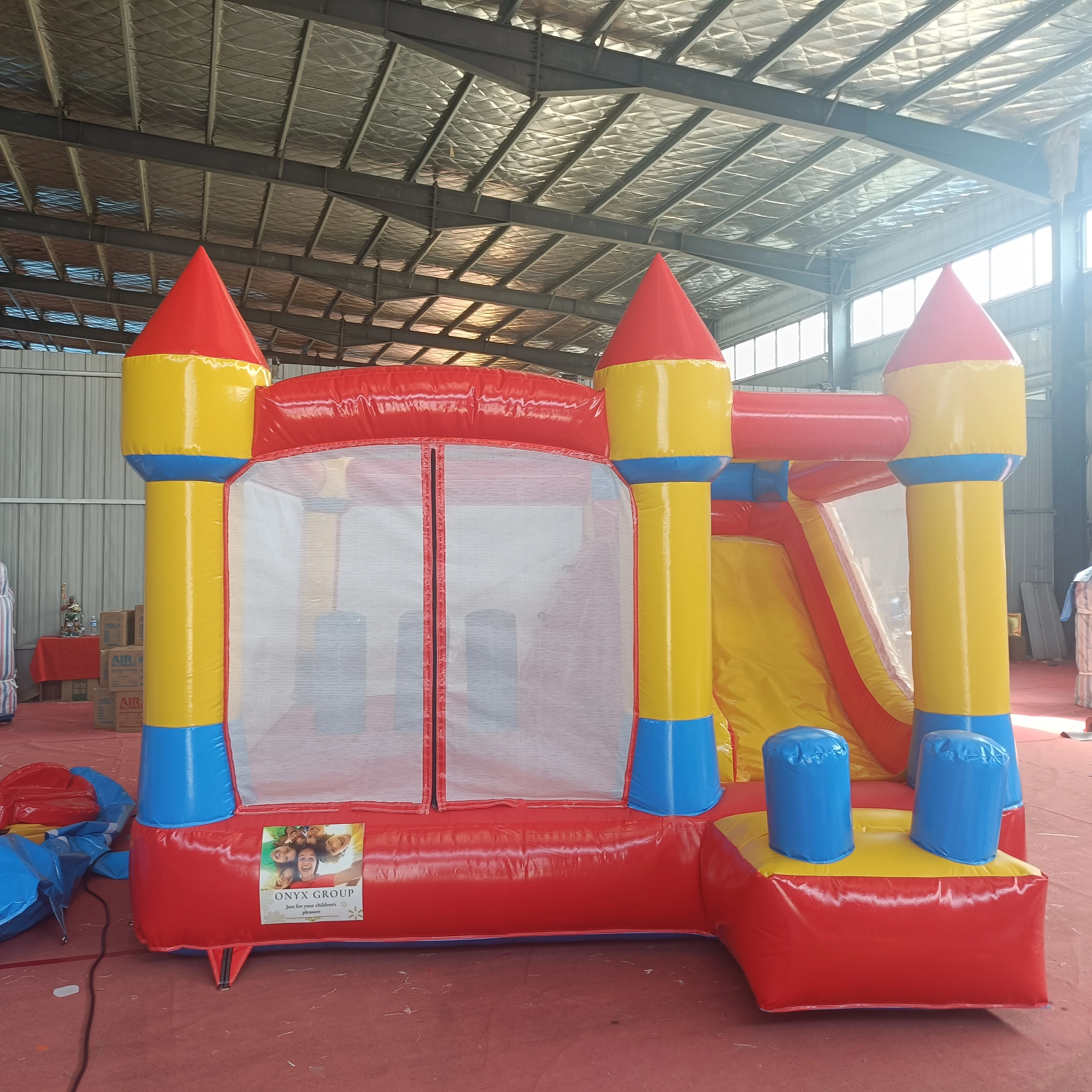 Inflatable Bouncy Castle, 4m*4.5m PVC Slide Combo, Jumping House for 10-15 Kids, Outdoor Party Play Equipment