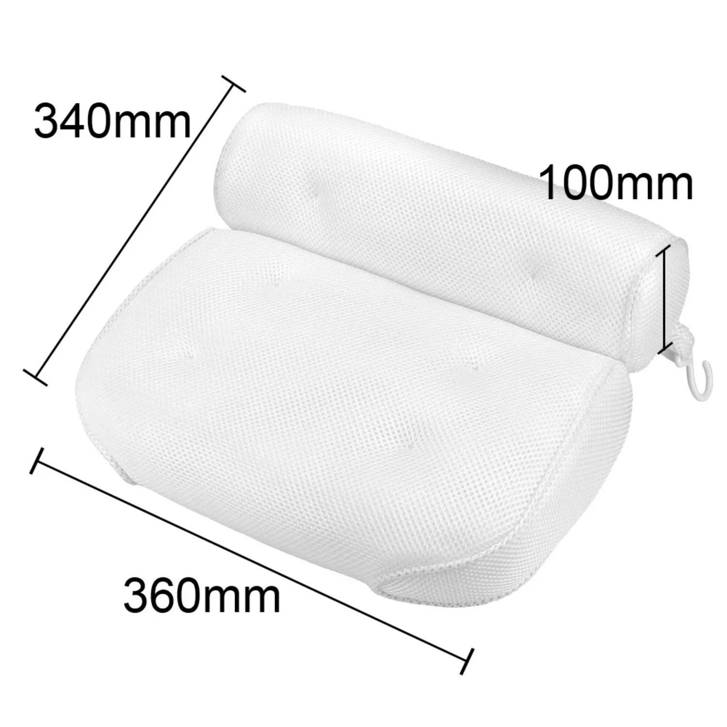 Almohada de baño con ventosas para soporte de cuello y espalda, malla 3D, suministro de baño transpirable, Spa, bañera, reposacabezas, almohadas, lufa