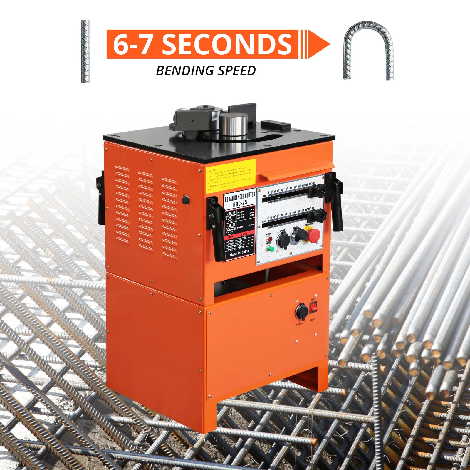 

Electric Rebar Bender & Cutter Machine Steel Bender 1600W Angle 0-180 Degrees Bending Machine For Bending Rebar Steel Bar