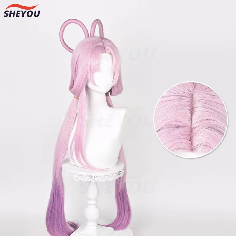 Fu Xuan Cosplay Wigs Game Honkai Star Rail Long  Light Pink Gradient Purple Heat Resistant Synthetic Hair Wig + Wig Cap