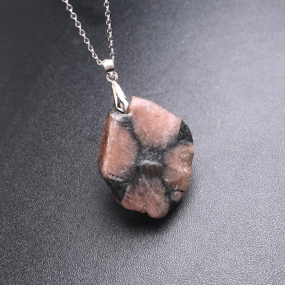 Irregular Natural Cross Chiastolite Pendant 925 Silver Healing Gemstone Tumbled Bulk Mineral Specimen Reiki  Aquarium Decoration