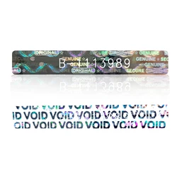 Holographic Warranty Void labels Tamper Proof Evident Sticker GENUINE AUTHENTIC Security seal 50mm x 7.5mm With Serial Number