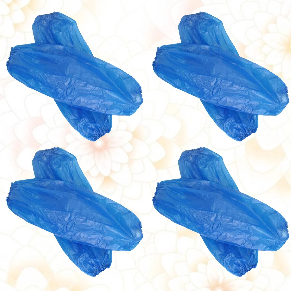 

300 PCS Oil Resistant Oversleeves Disposable Gloves Cleaning Waterproof Arm Blue Work